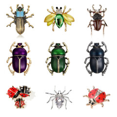 Cartoon Full Drill Brooch Beetle Ladybug Ant Bird Snail Brooch Insect Brooch