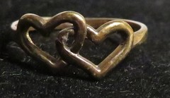 Vintage Used Two Hearts Together 18K HGF Ring Size 4.75 Tiny Pinky Unbranded GUC
