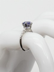 Old $6000 2.30ct Certitfied Blue Purple Sapphire 18K White Gold Filigree Ring