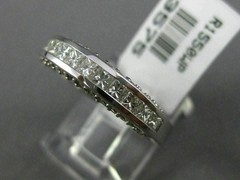 ESTATE .99CT ROUND & PRINCESS DIAMOND 14K WHITE GOLD 3D WEDDING ANNIVERSARY RING