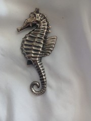 Vintage Signed Sterling Lang Silver Seahorse Brooch Pin 2 1/2″