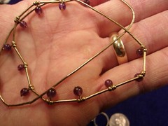 ESTATE FIND – BEAUTIFUL LADIES HANDCRAFTED GOLD FILLED? NECKLACE, AMETHYST BEADS