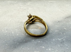 Vintage 18K HGE Opalescent Stone Gold Ring Size 5