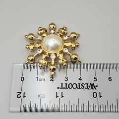 Marvella brooch Gold Tone Faux Pearl Star Crest Sword Shield Starburst