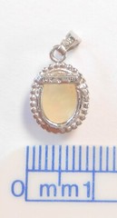 Vintage .78ct Colorful Oval Fire Opal Solid 14K White Gold 17mm Pendant