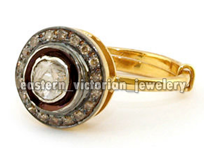 0.60Ctw Genuine Old Mine Rose Antique Cut Diamond Victorian Silver Ring Jewelry