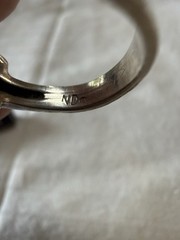 Norwegian Design 925 Sterling Silver Ring 18 Karat Gold Accent Abstract Size 7
