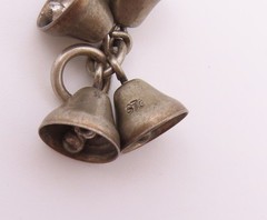 925 Sterling Silver Vintage Pendant Miniature Cluster Bell Charm Loop PT26450