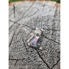 Taxco Cat Brooch Pin Abalone Shell Sterling Silver Vintage Jewelry Cute Retro
