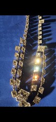 Antique Sterling Silver Prong Set Silver Backed Georgian Paste Necklace 15.5 In.