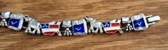 Vtg Republican Party Silver Charm Bracelet Patriotic Enamel Flag, Elephant 6.75″