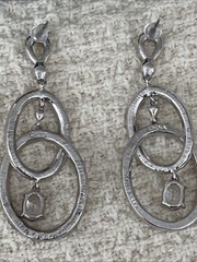 Vintage Nolan Miller Glamour Rhinestone Dangle Pierced Earrings 2 1/4”