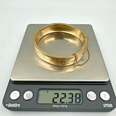 Vintage B.A. Ballou 1/20 12K Gold Filled Cuff Hinged Bracelet 22.3g, 12mm Sz 6.5