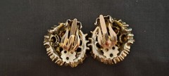 Vintage HOLLYCRAFT 1955 Swirled Blue Clear Rhinestone Stunning Clip Earrings