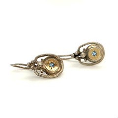 Vintage Sterling Signed 925 Filigree Ornate Topaz Gemstone Lever back Earrings