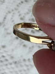 VINTAGE Marquise Cluster Ring Gold Art Glass Halo Engagement Ring – SIZE 5.25