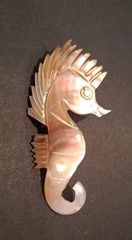 Vintage Carved Mother Of Pearl Seahorse Brooch Pin Vtg MOP Sea Life Brooch Pin