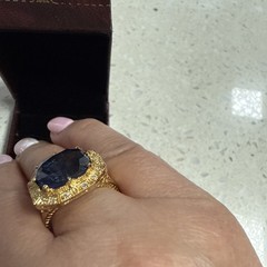 Antique Vintage Art Deco 3.20 Ct Blue Sapphire Promise Ring 14K Yellow Gold Over