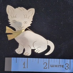Sterling Silver 925 Kitten Cat Brooch Pin Pendant Vintage Taxco Mexico