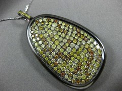 ESTATE X LARGE GIA 2.46CT FANCY INTENSE YELLOW DIAMOND 18K BLACK GOLD 3D PENDANT