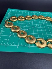 Vintage Erwin Pearl Matte Gold Tone Necklace Bold Chunky 80s 90s Statement 16″
