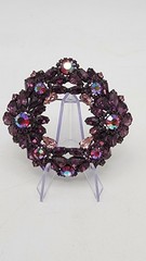 Vintage Purple Rhinestone Flower Wreath Brooch Aurora Borealis Pin Statement