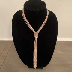 Necklace Boho Chic Multi Strand Rose Gold Rhinestone Fringe Tassel Long Pendant