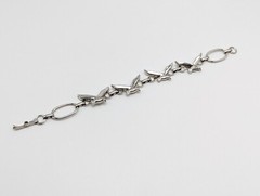Vintage Silver Tone Flying Stretched Wing Bird Dove Chain Link Bracelet Animals