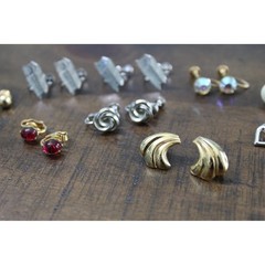 Vintage Clip On and Screw Back Earring Lot 14 Pairs Mixed Metals Rhinestone