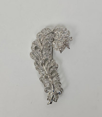 Kenneth Jay Lane KJL NR Crystal Rhinestone Pave Feather Plume Brooch Pin 3.25″