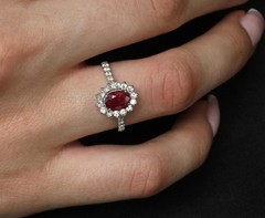 Fine 1.31ct AIGS GIA Pigeon Blood Ruby 0.46ct Diamond Platinum Ring Size 7
