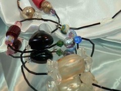 XX Fun Large Art Glass Heart Beads Crystal Unique Vintage 80’s Necklace 836ag1