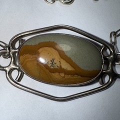 Choker Picture Jasper Sterling Silver 15.5” Antique 24mm X 14mm Stone
