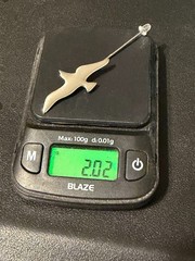Vintage 925 Sterling Silver Seagull Lapel Hat Stick Pin ~ Mid-Century Modernist