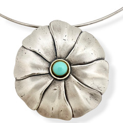 Vintage 1970s Revlon Jontue Solid Perfume Compact Flower Pendant Choker Necklace