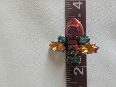 Retro Vintage Colorful Rhinestone Crystal Bee Pin Brooch Signed LOVE HUG