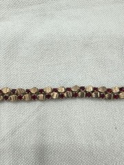 Vintage Red Rhine Stone Gold Tone Double Strand Bracelet 7 Inches