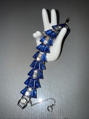 Vintage 5 Link Juliana Blue Keystone Rhinestone Bracelet