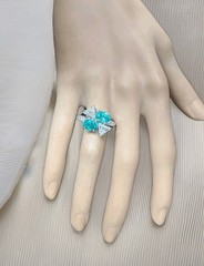 Platinum Vintage Natural Diamond Ring 3.94ct Oval Neon Blue Tourmaline