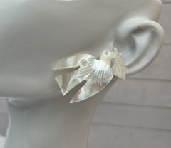 Vintage Abstract Bird dove Post Earrings Frosted Translucent Mid Century 196