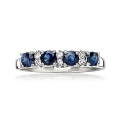 Vint Sapphire Rng w Diamonds in 14k White Gold Size 7