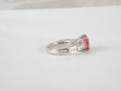 Vintage Sterling Silver 925 Simulated Pink Sapphire Unique Ring Size 7