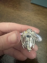 Joan Rivers Bee Pin Brooch Blue Denim Pave Crystal Silver Tone Rhinestones Vtg