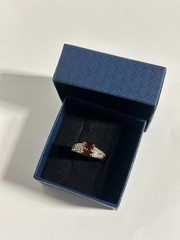 Vintage Red Cubic Zirconia Ring Gold Plated Womens Size 6