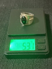 Unusual Vtg 925 Sterling Silver Oval Black Onyx Wide Band Ring Leaf Accents 6.5