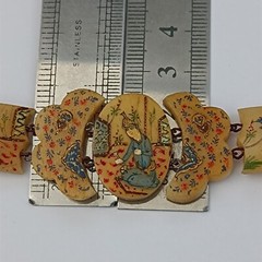 Persian Storyteller Bracelet Hand Painted Panels People Birds Unique Design Rare
