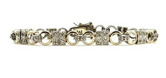 Vintage Signed FAS 925 Two Tone Sterling Silver Vermeil CZ Tennis Bracelet
