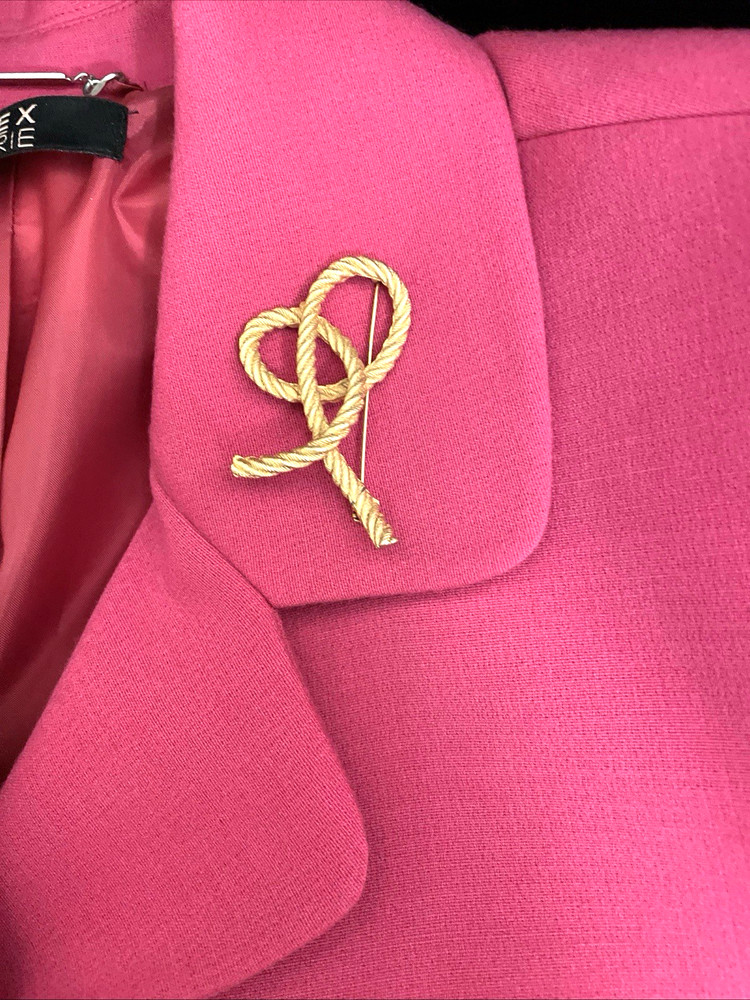 Rope Brooch Knot Braided Twist Pin Classic Gold Plated Textured Matte 2.5″ Vntge