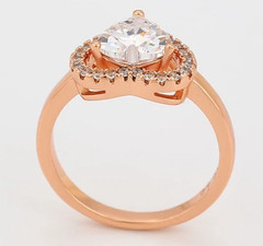 0.50CT Heart Cut White Moissanite Heart Design Women Halo Ring 10K Rose Gold FN