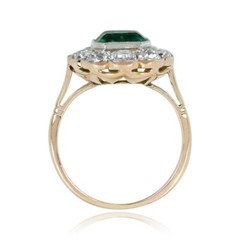 Art Deco Asscher Cut Emerald Lab Created Diamond Wedding Yellow Gold Filled Ring
